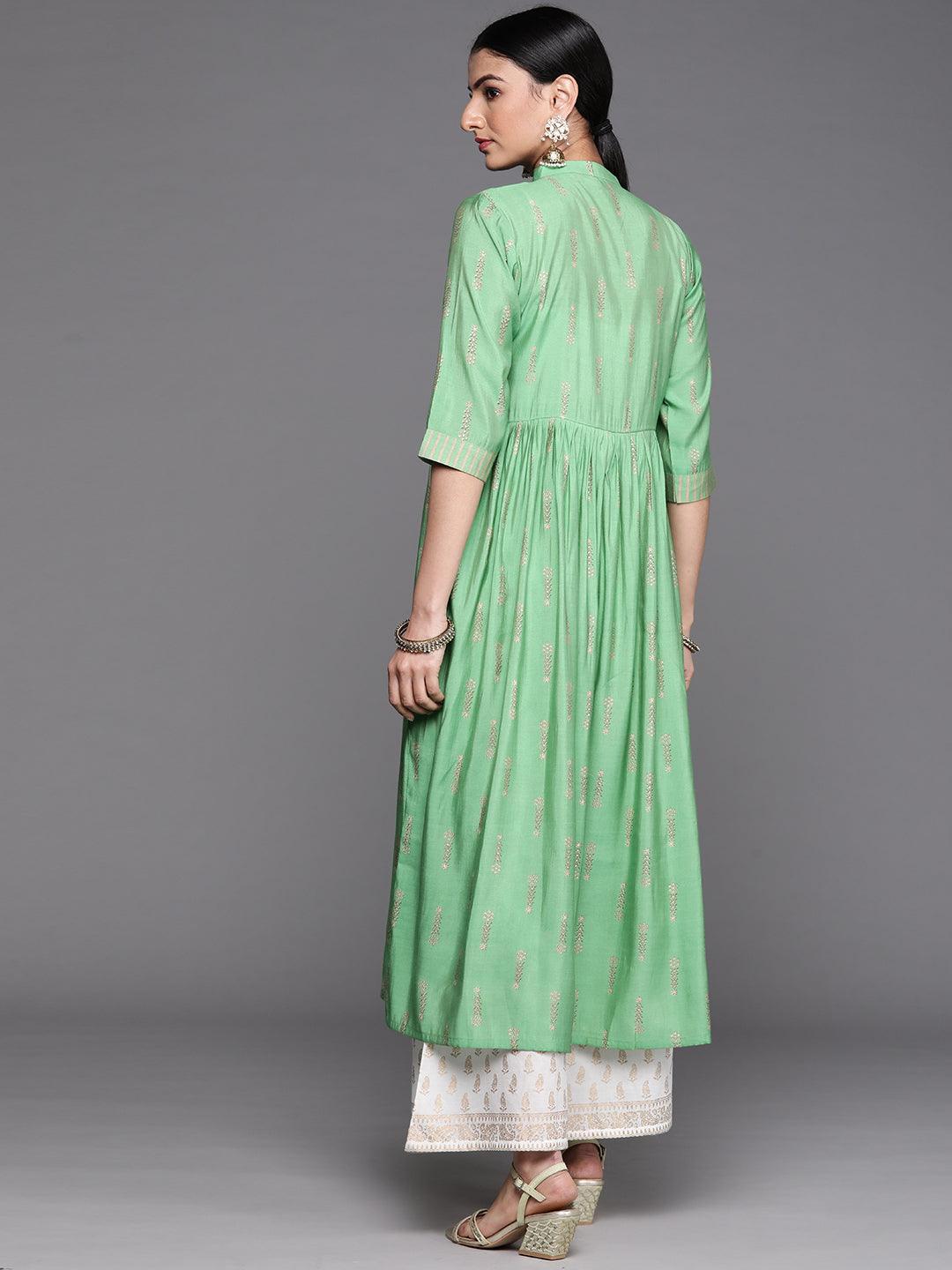 Green Yoke Design Chanderi Silk Kurta