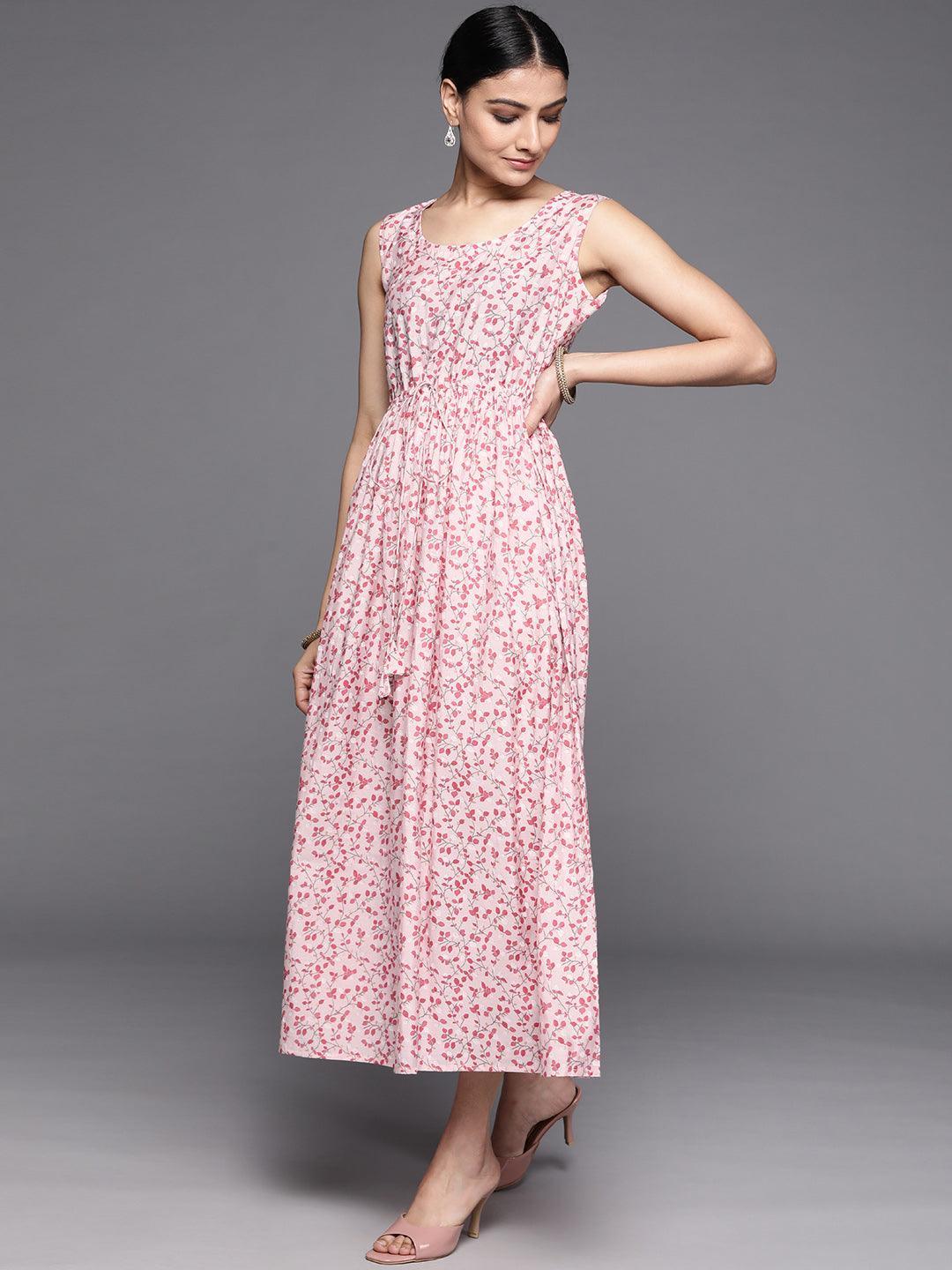 Pink Printed Silk Dress