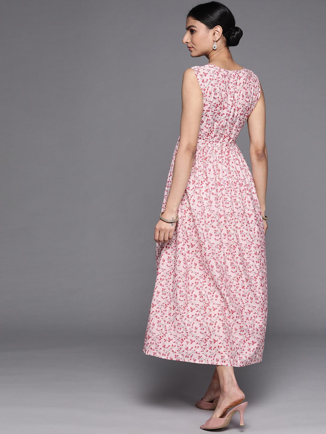 Pink Printed Silk Dress