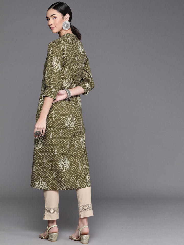 Green Printed Cotton Kurta - ShopLibas