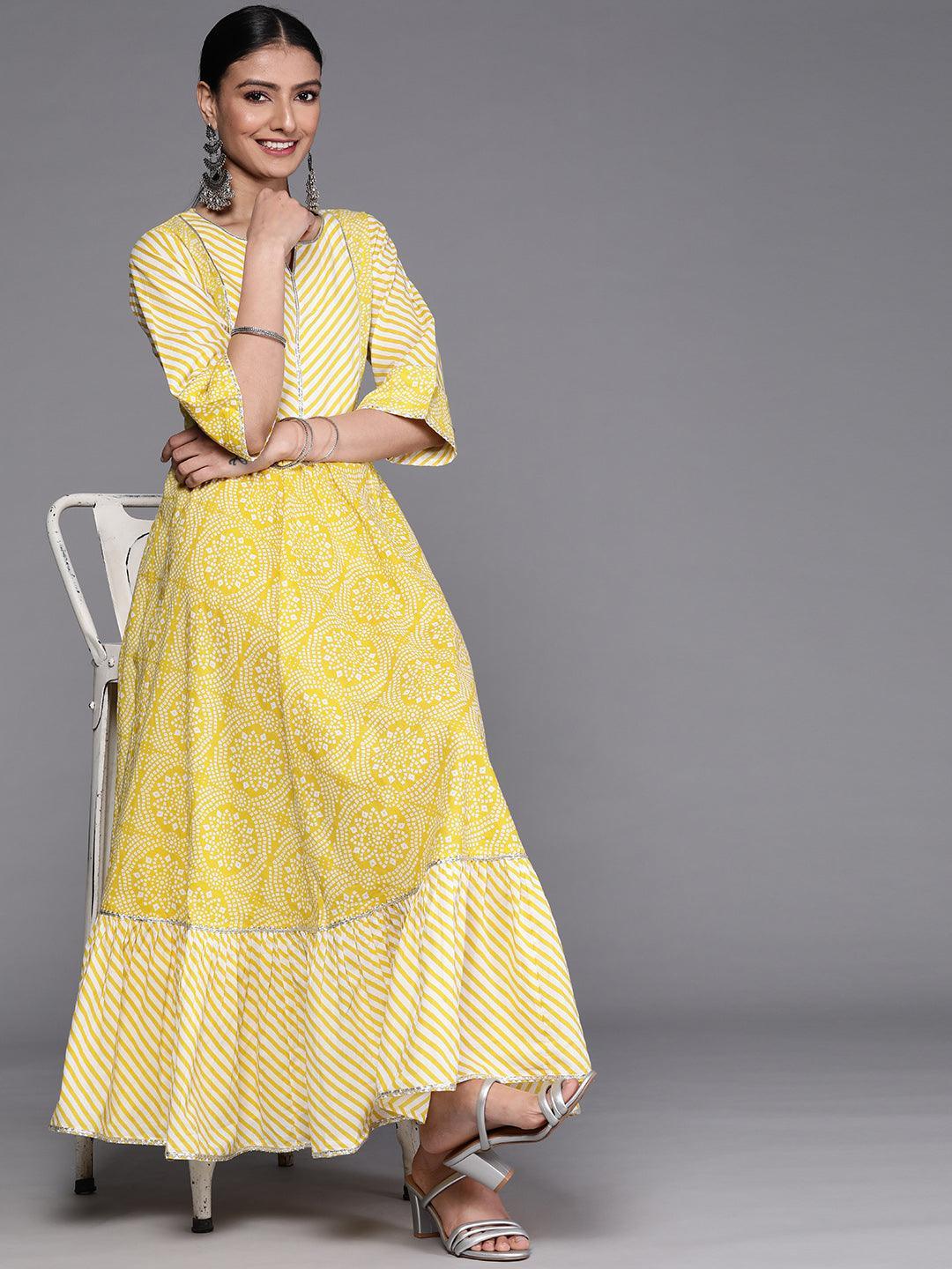 Yellow Printed Cotton Dress