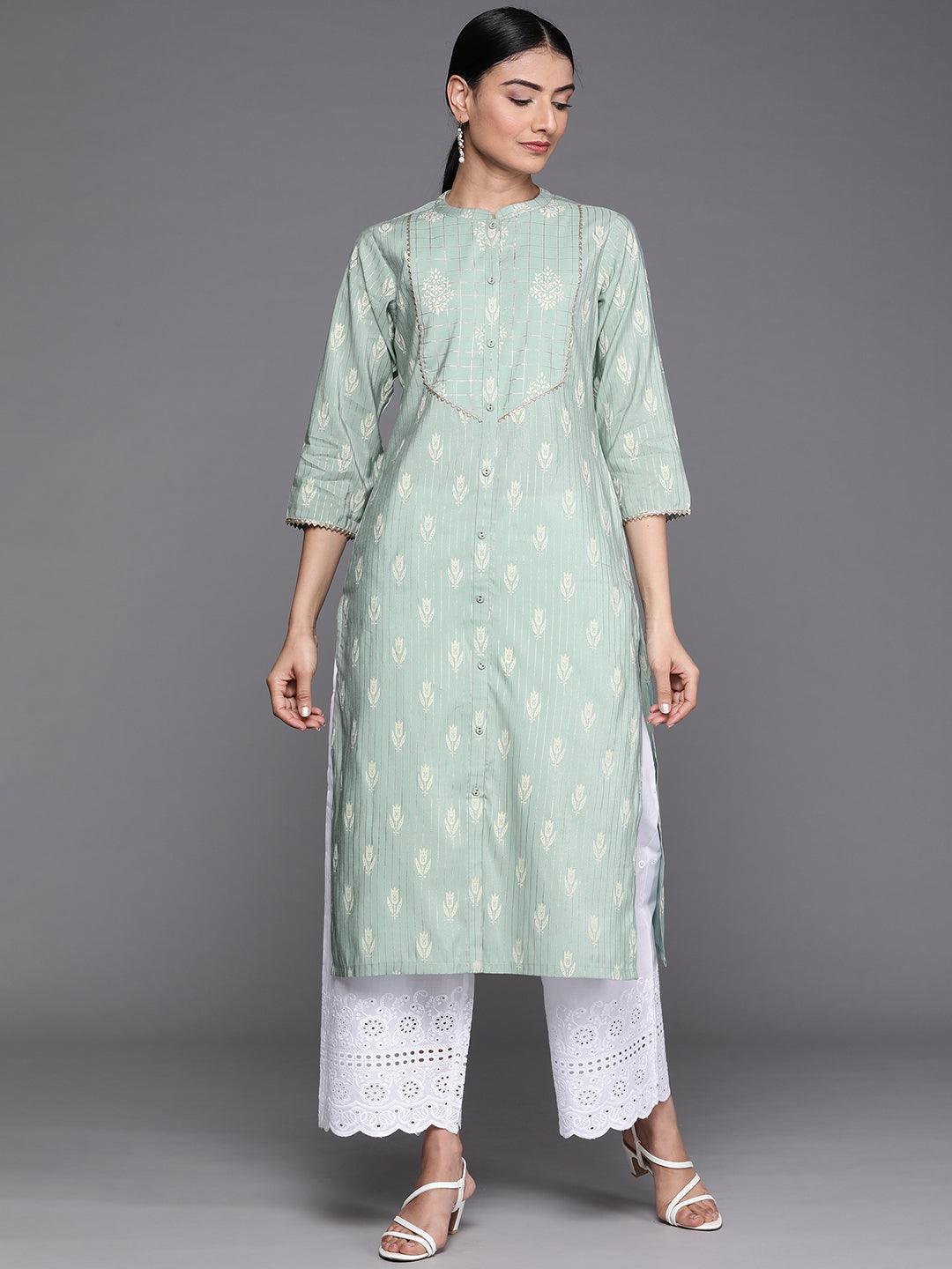 Green Yoke Design Chanderi Silk Kurta