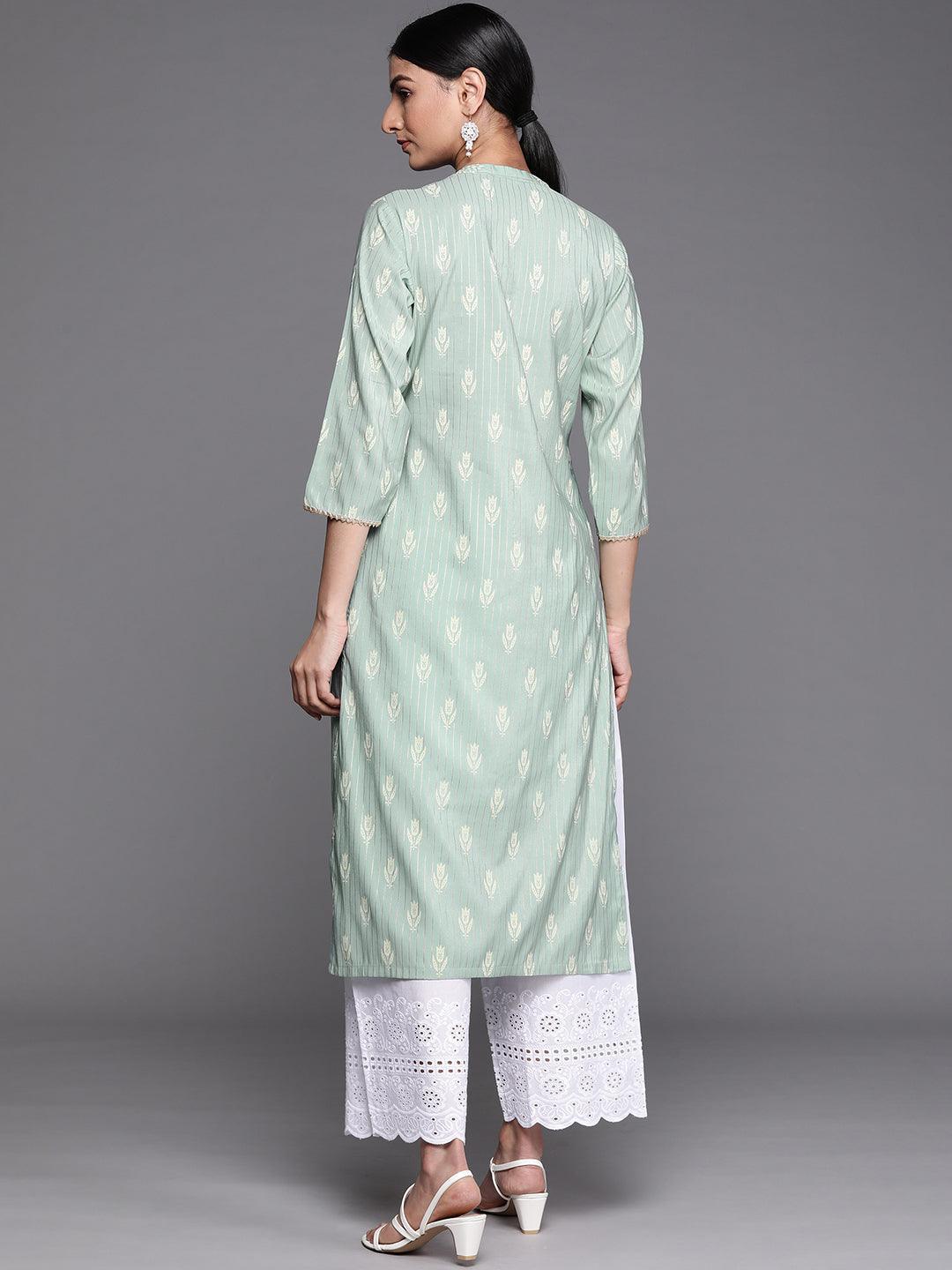 Green Yoke Design Chanderi Silk Kurta