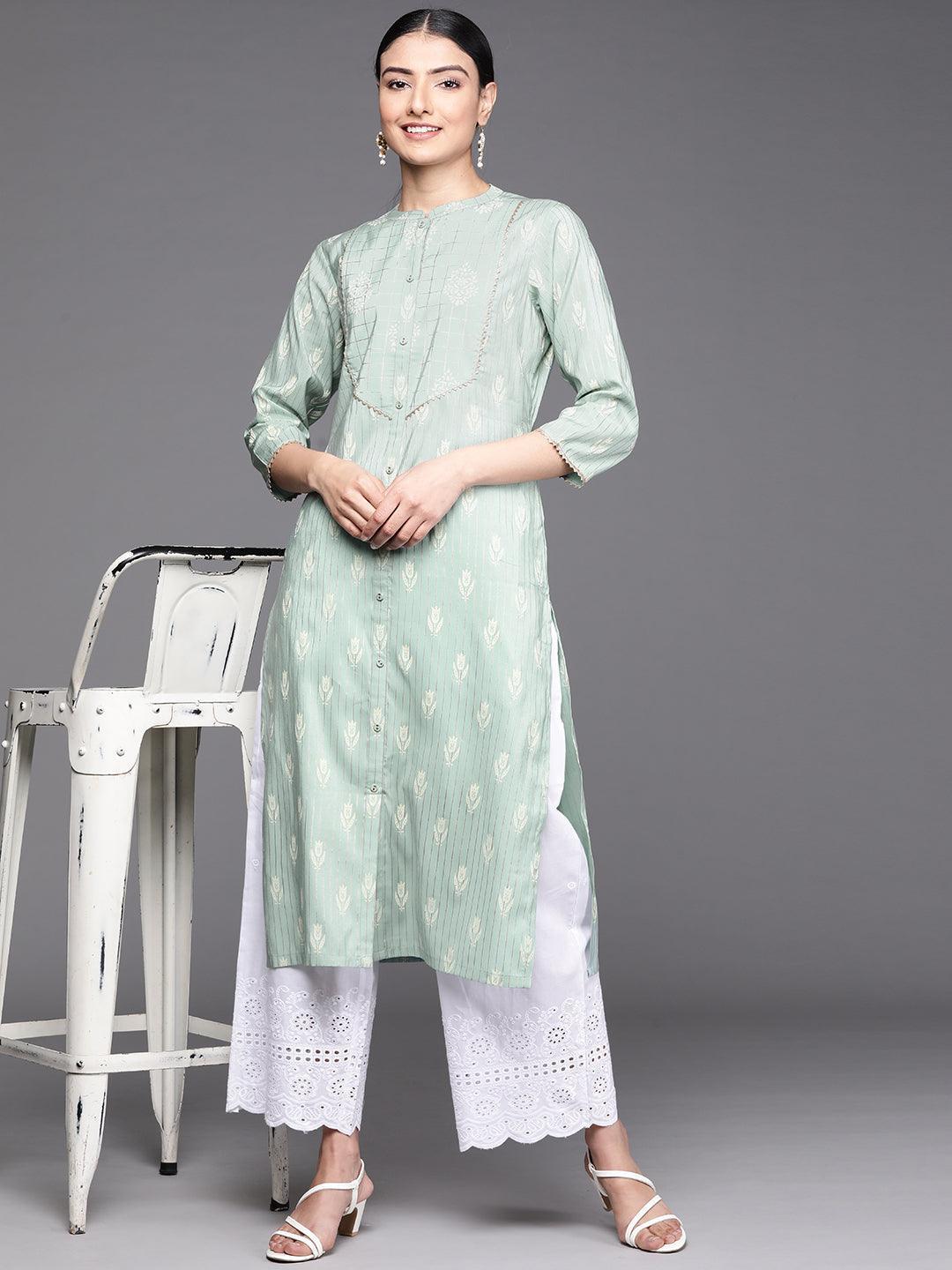 Green Yoke Design Chanderi Silk Kurta