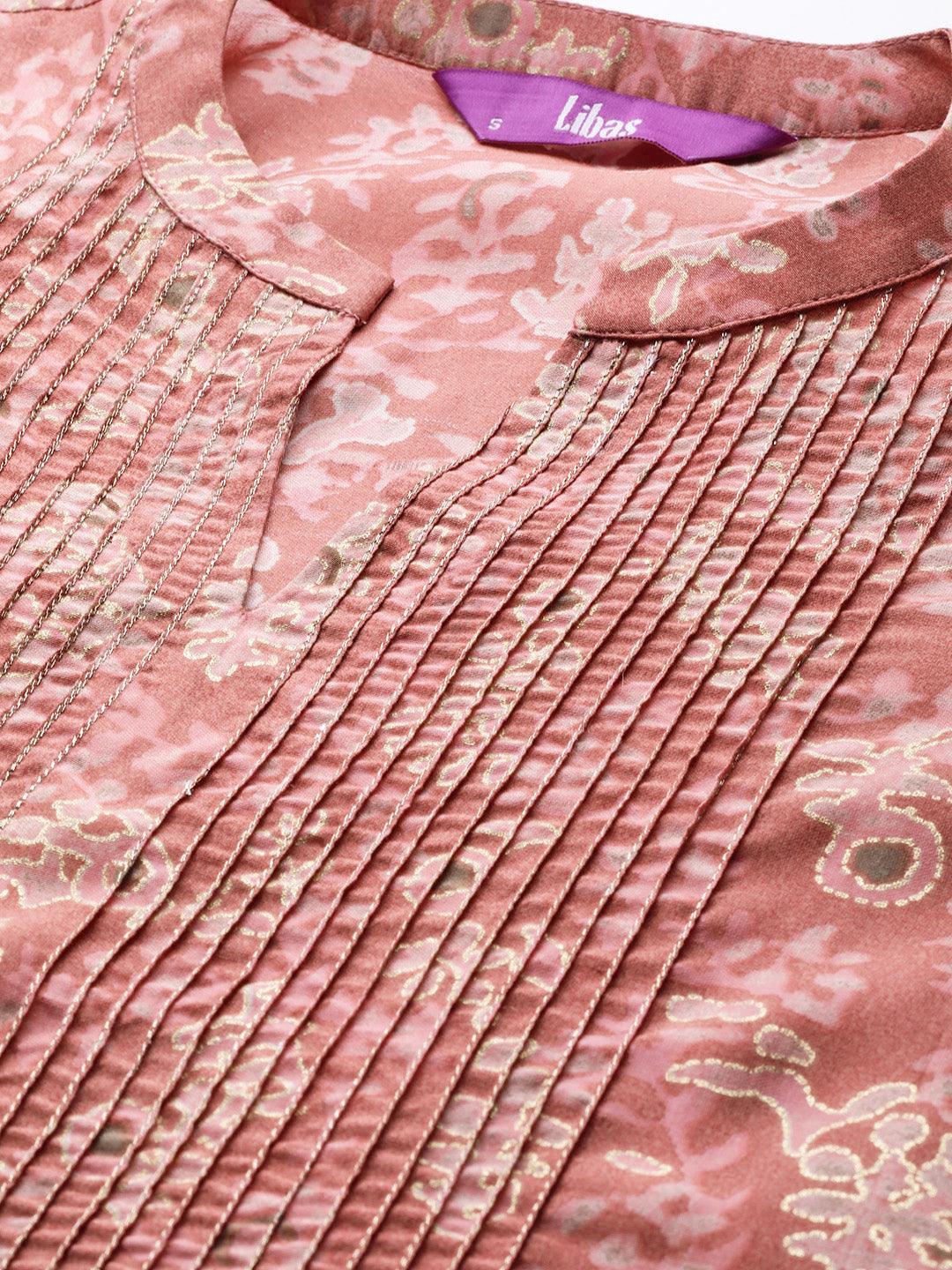 Pink Printed Silk Dress