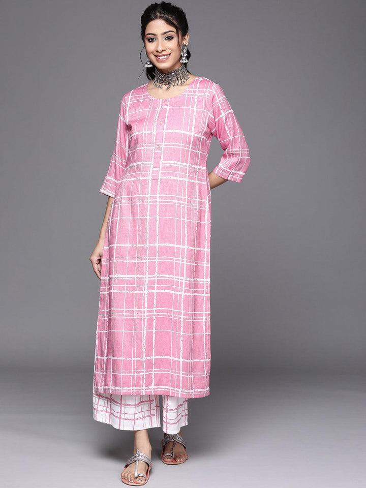 Pink Printed Rayon Kurta - ShopLibas