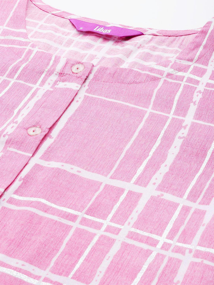 Pink Printed Rayon Kurta - ShopLibas