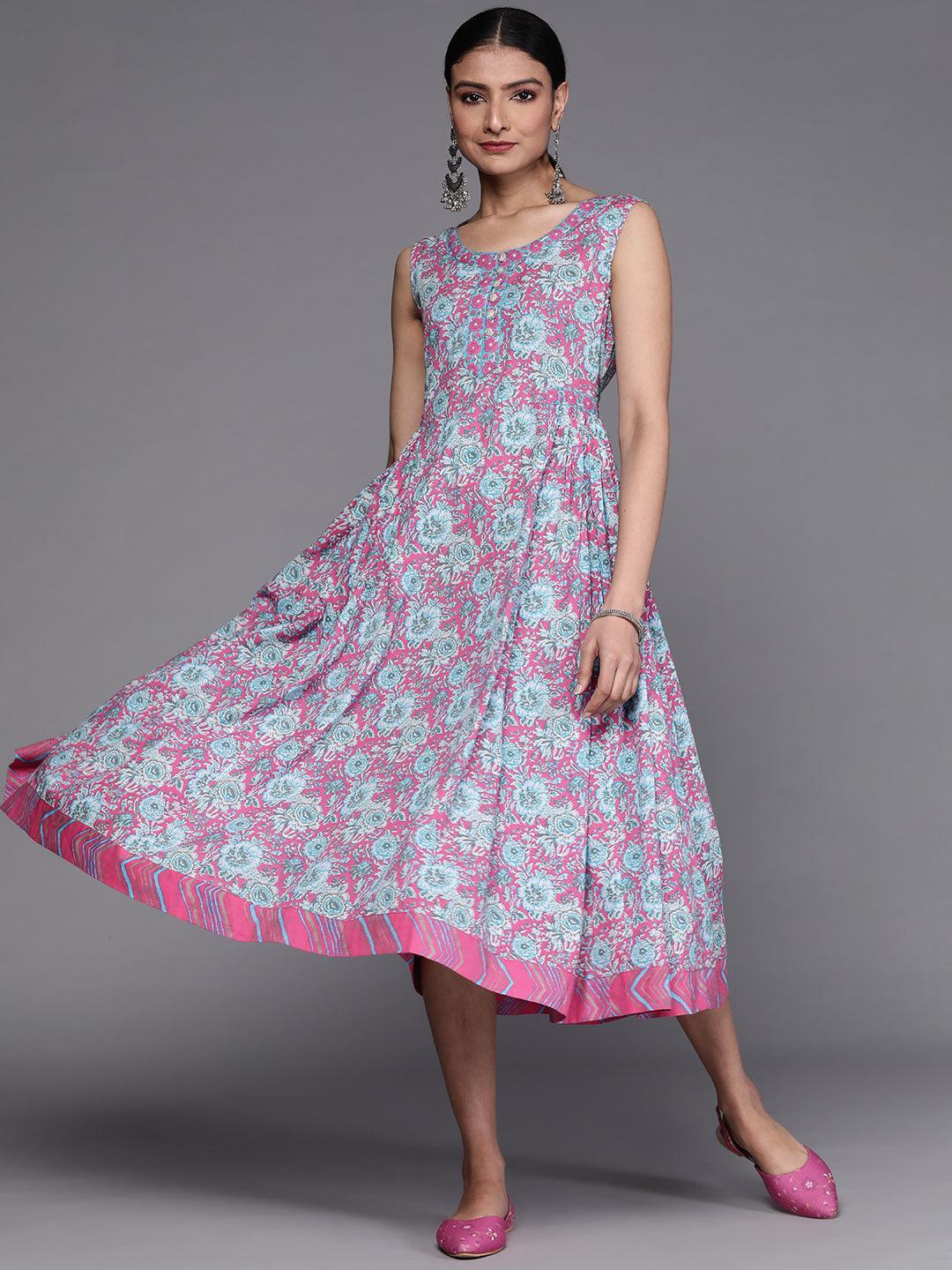 Pink Printed Cotton Dress