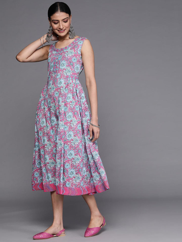 Pink Printed Cotton Dress - ShopLibas