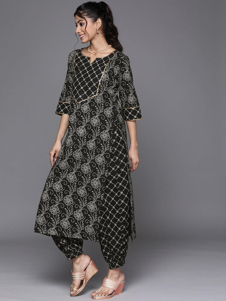 Black Printed Cotton Kurta - ShopLibas