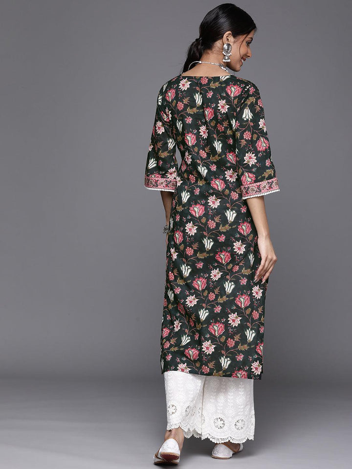 Black Printed Cotton Kurta - ShopLibas