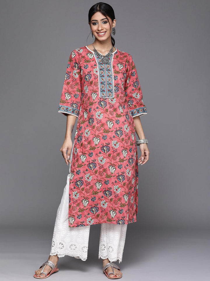 Coral Printed Cotton Kurta - ShopLibas