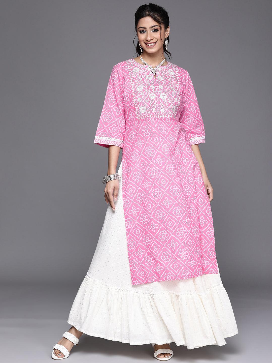 Pink Yoke Design Cotton Kurta