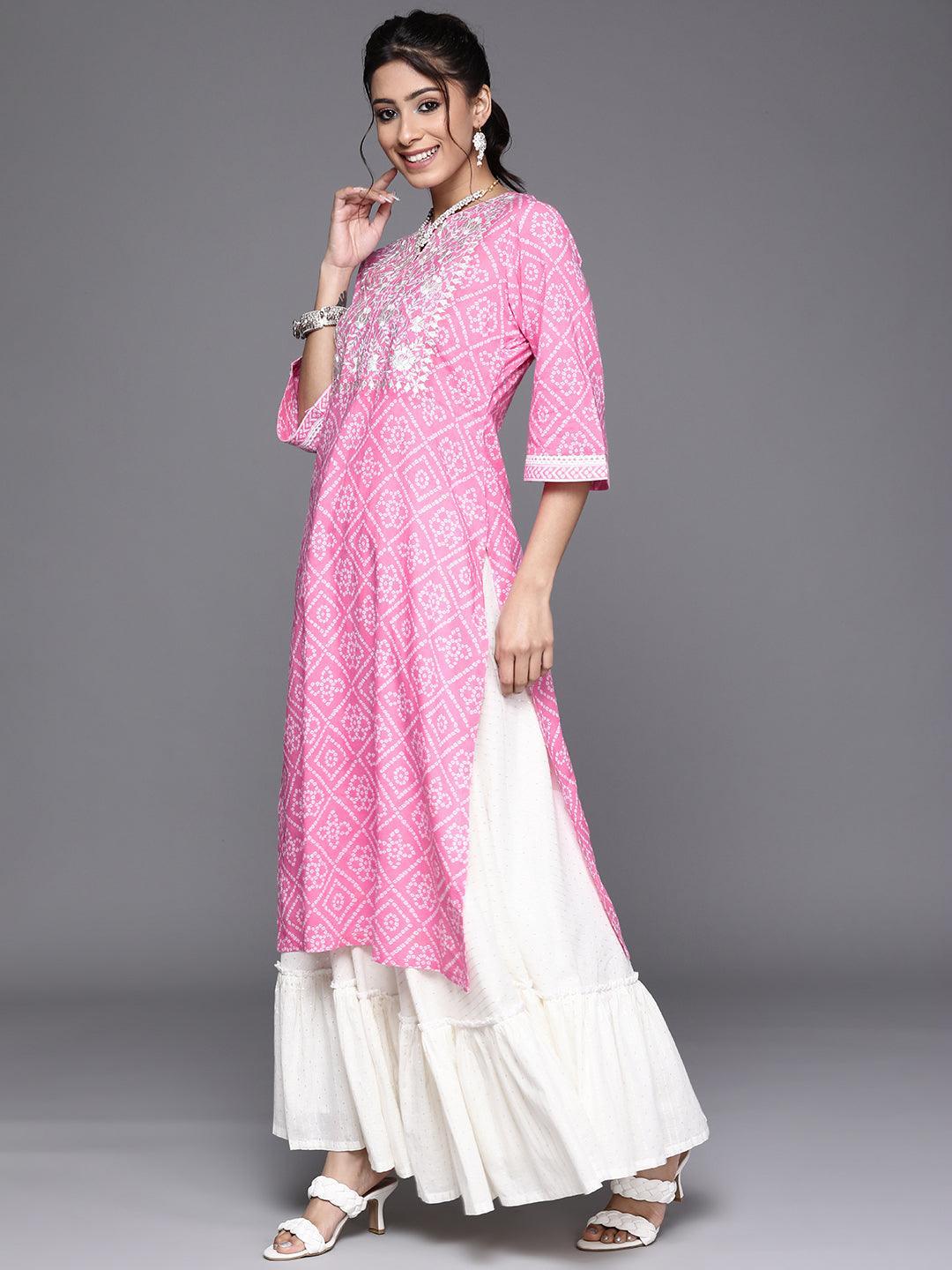 Pink Yoke Design Cotton Kurta