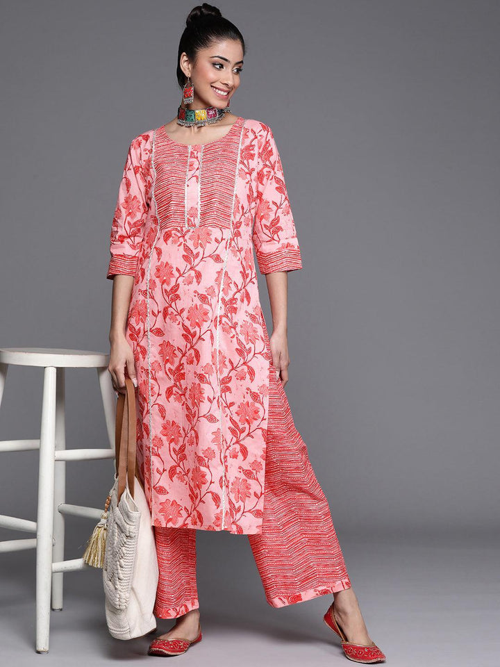 Pink Printed Cotton Kurta - ShopLibas