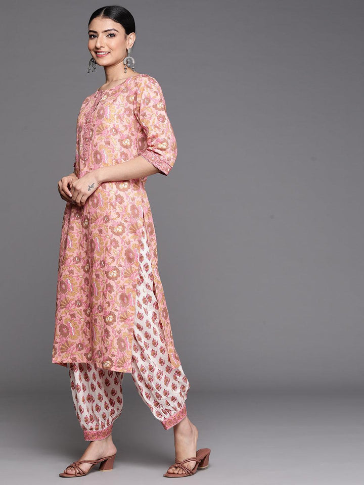 Pink Printed Cotton Kurta - ShopLibas