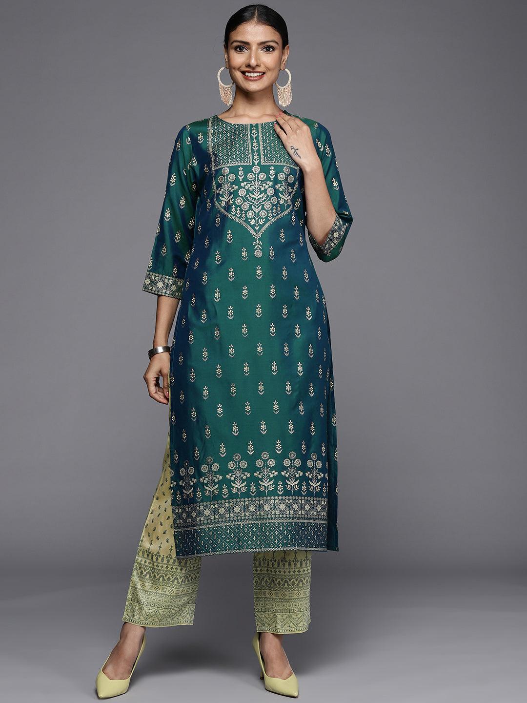 Blue Yoke Design Silk Kurta