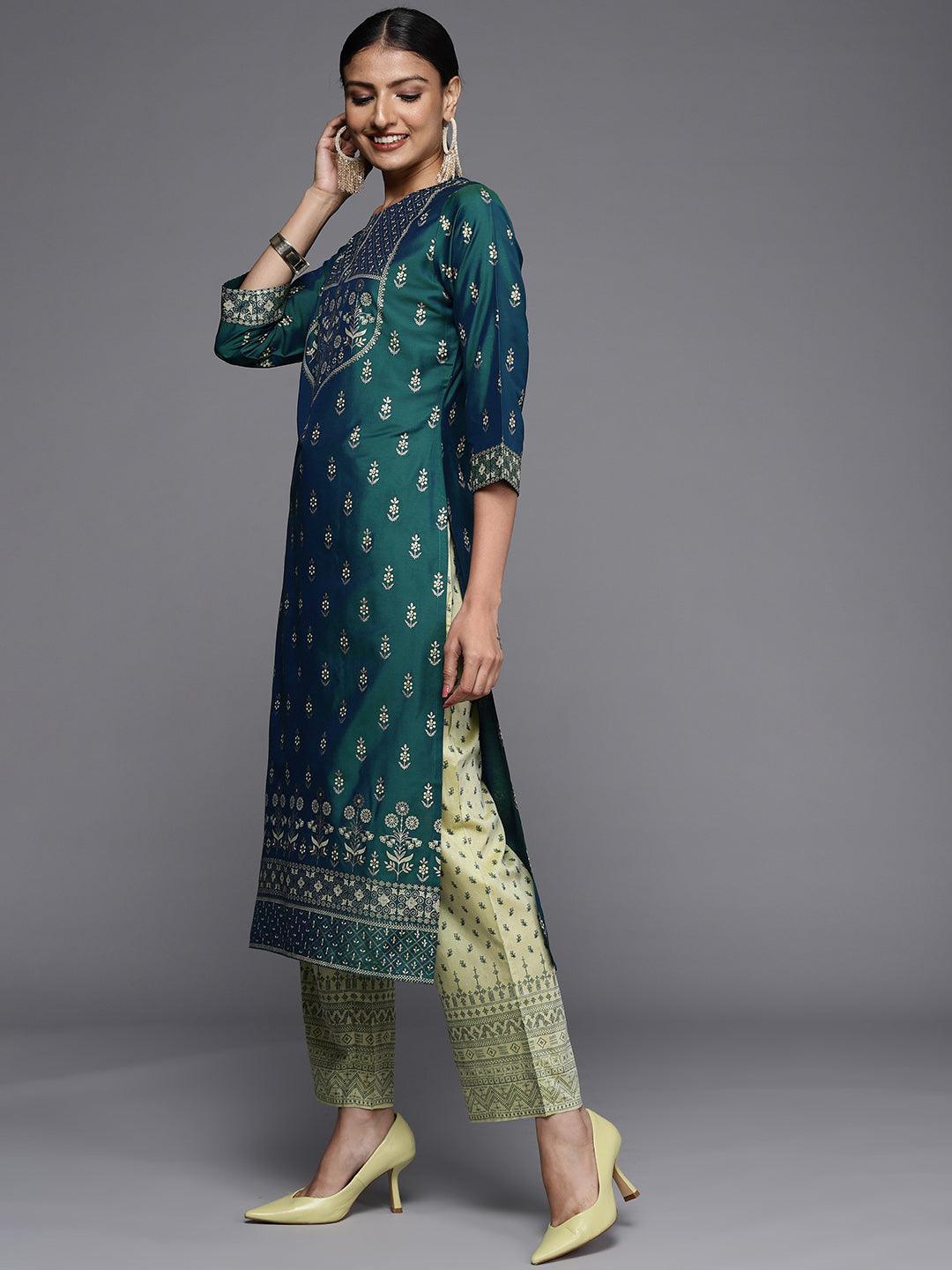 Blue Yoke Design Silk Kurta