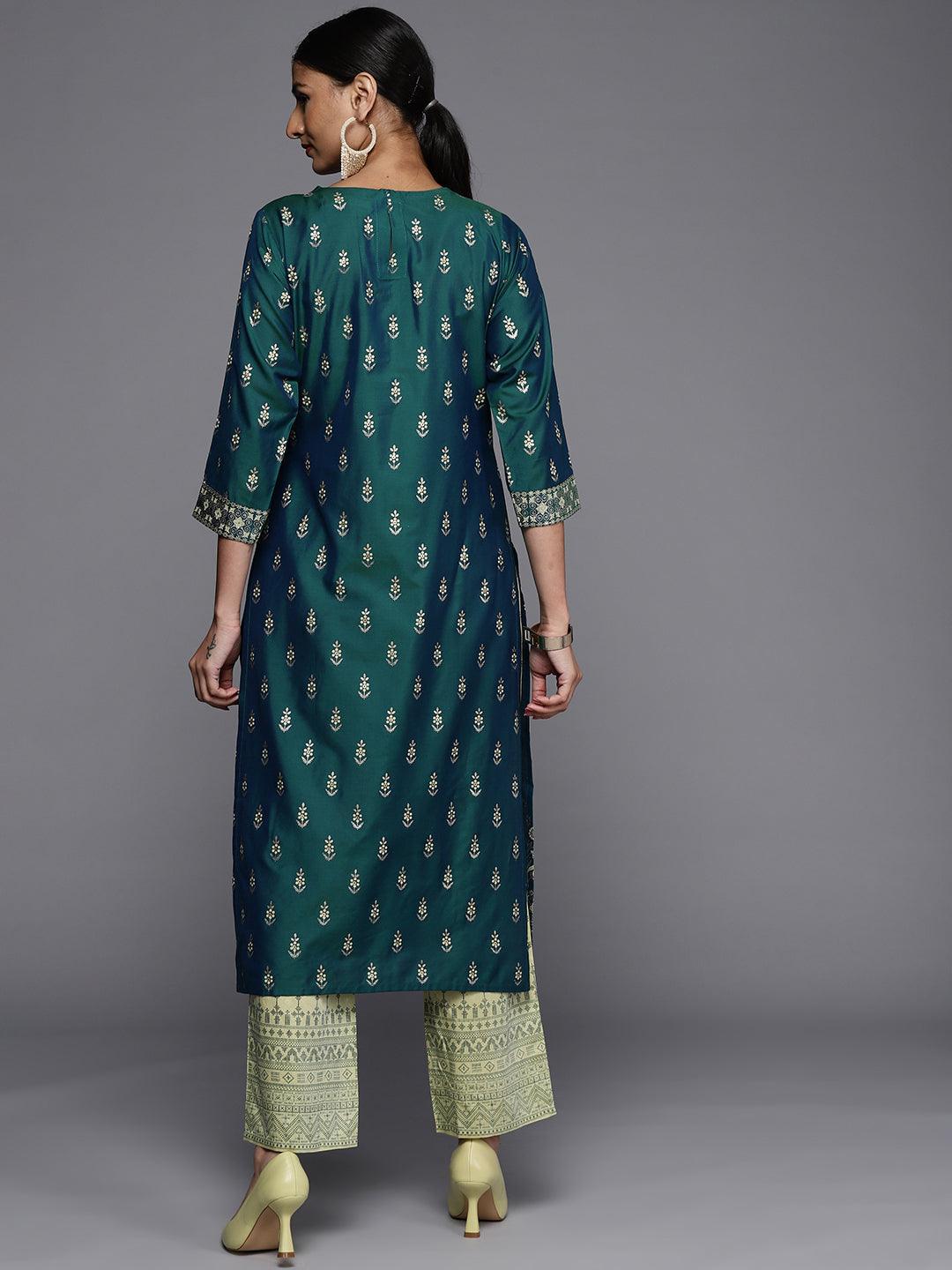 Blue Yoke Design Silk Kurta