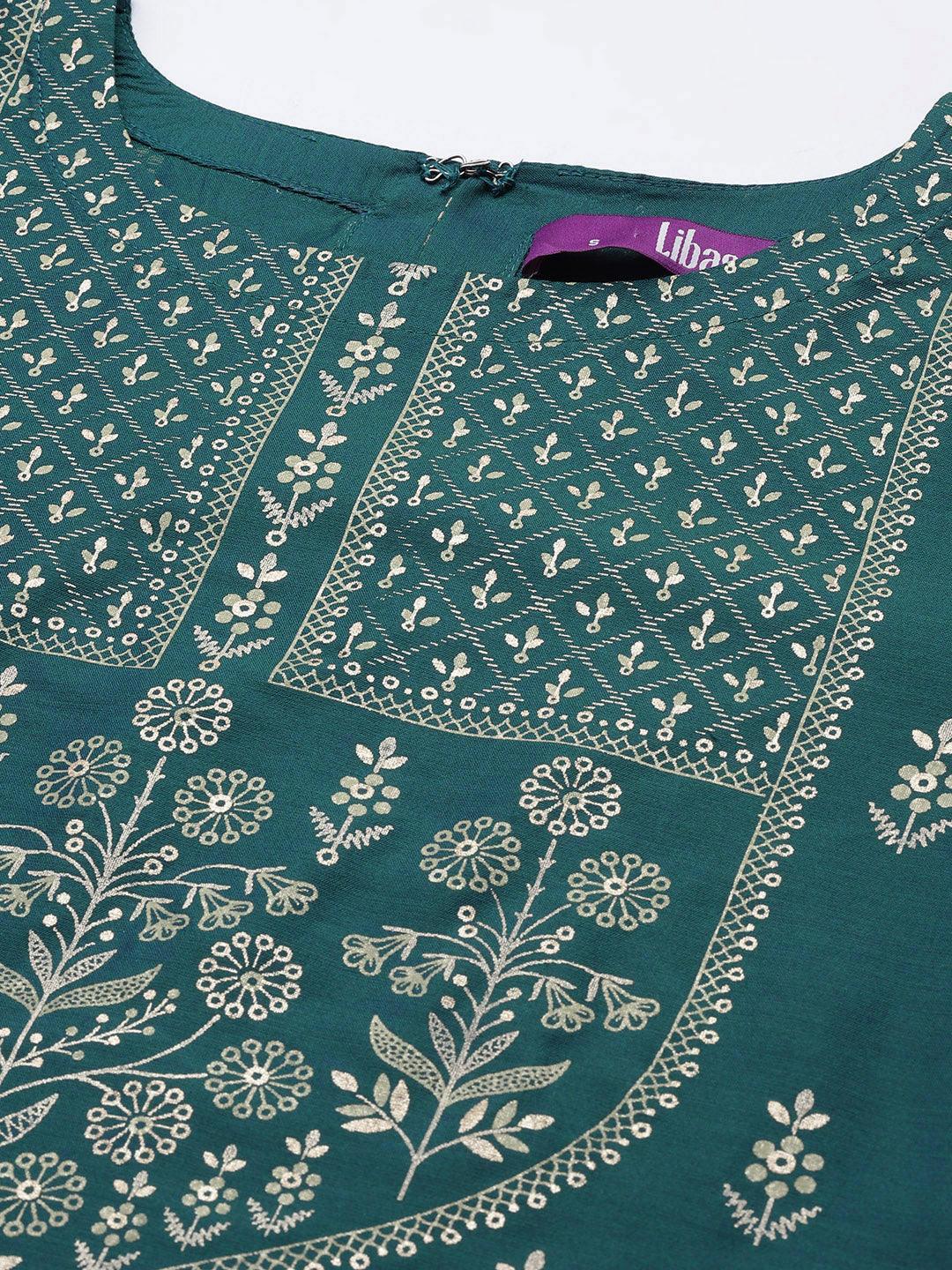 Blue Yoke Design Silk Kurta