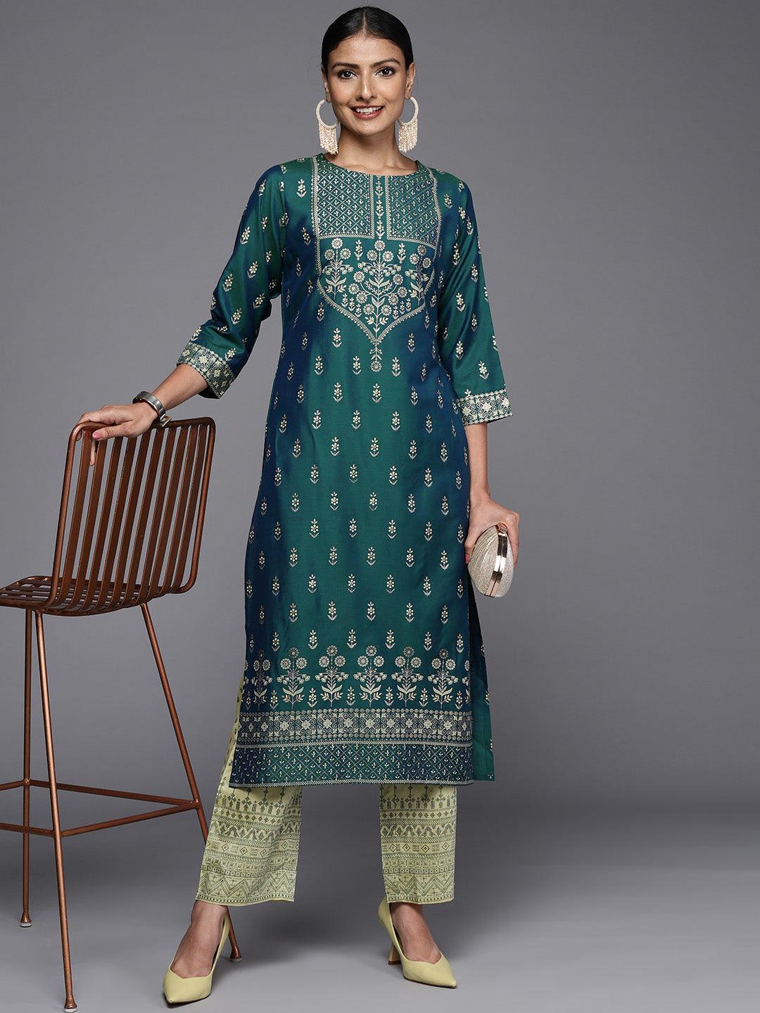 Blue Yoke Design Silk Kurta