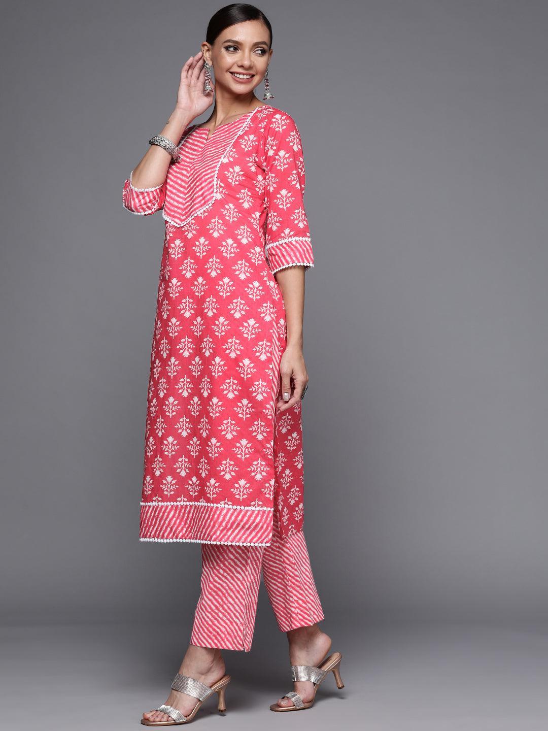 Coral Printed Cotton Straight Kurta