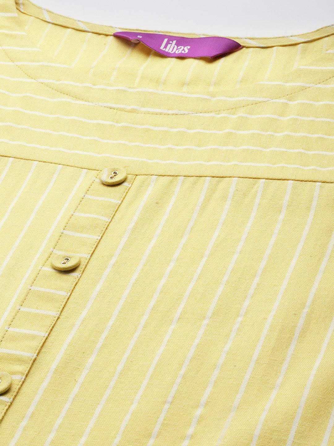 Yellow Striped Cotton Kurta