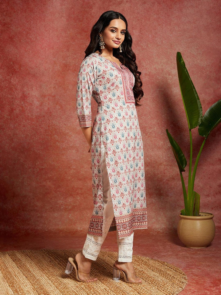 Green Printed Crepe Straight Kurta - ShopLibas