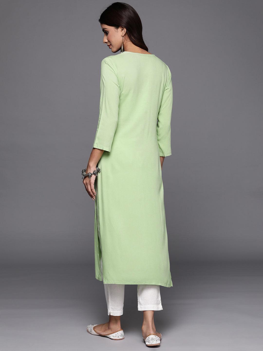 Green Yoke Design Rayon Straight Kurta