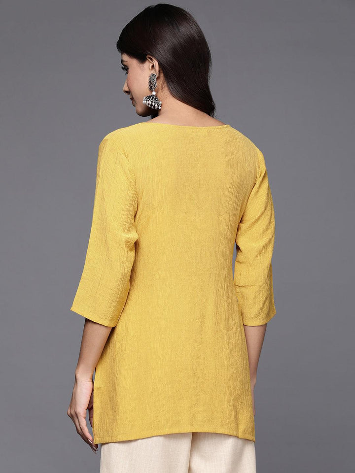 Yellow Yoke Design Cotton Blend Straight Kurti - ShopLibas