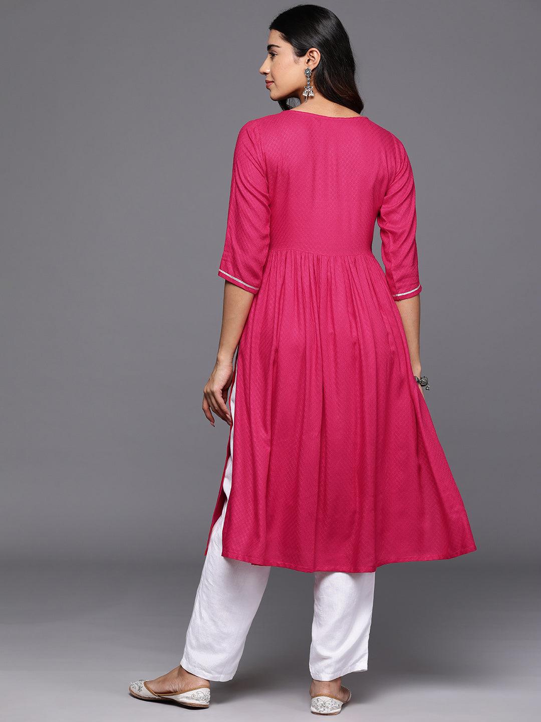 Pink Yoke Design Rayon A-Line Kurta