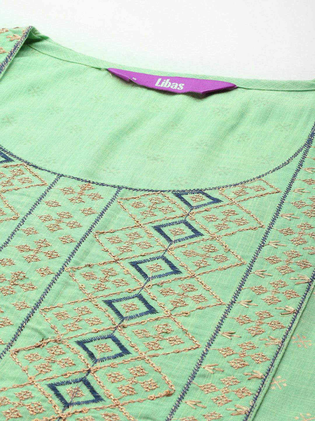 Green Printed Rayon Straight Kurta - ShopLibas