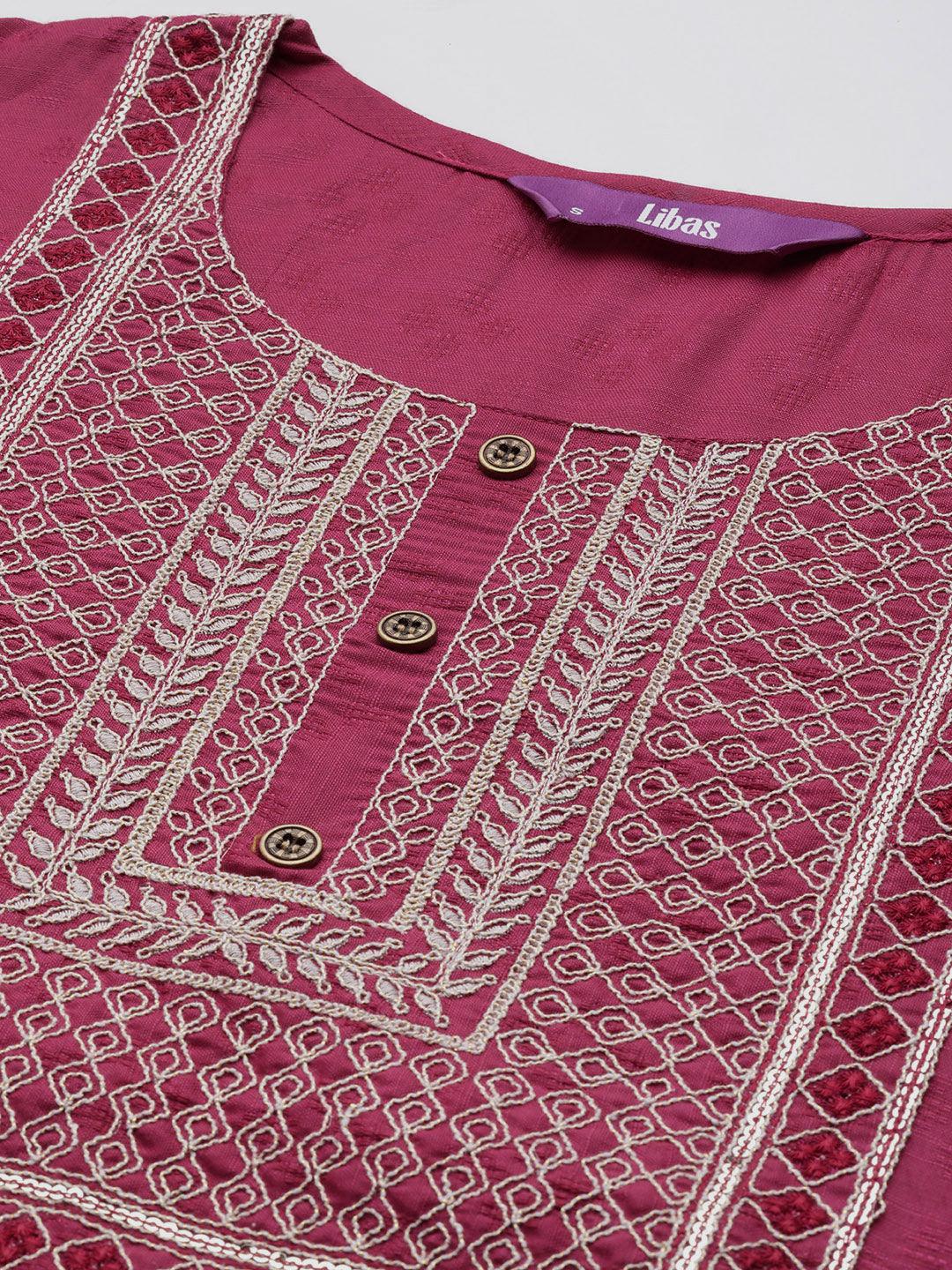 Pink Yoke Design Rayon Straight Kurta