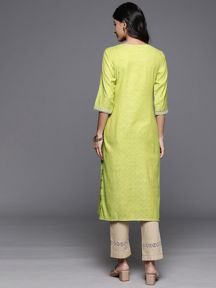 Green Yoke Design Rayon Straight Kurta - ShopLibas