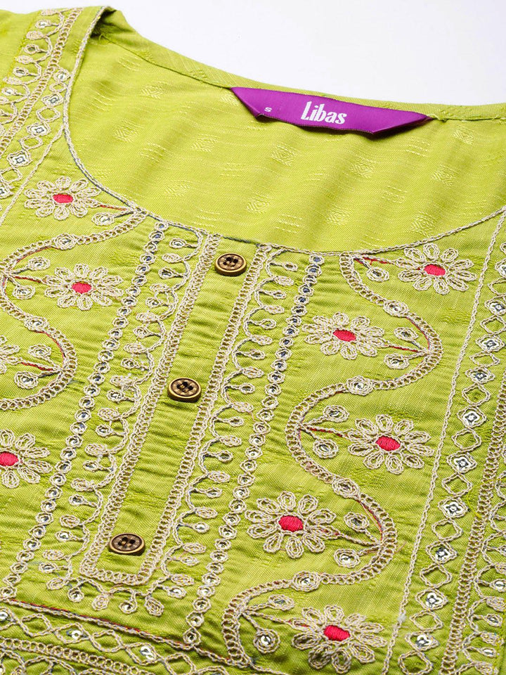 Green Yoke Design Rayon Straight Kurta - ShopLibas