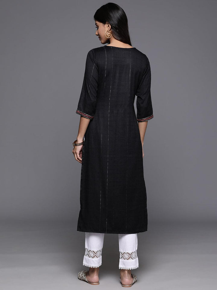 Black Yoke Design Rayon Straight Kurta - ShopLibas