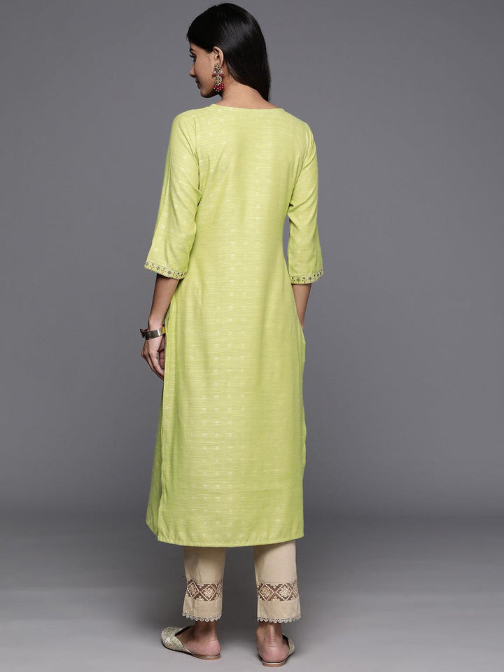 Green Yoke Design Rayon Straight Kurta - ShopLibas