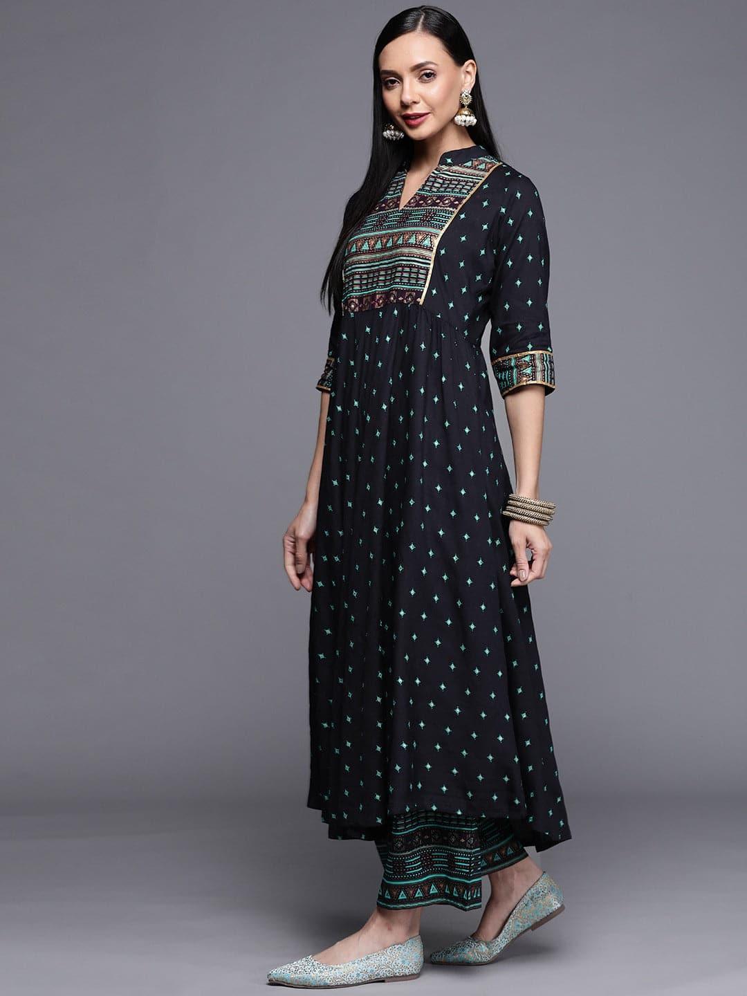 Blue Printed Rayon Kurta - ShopLibas