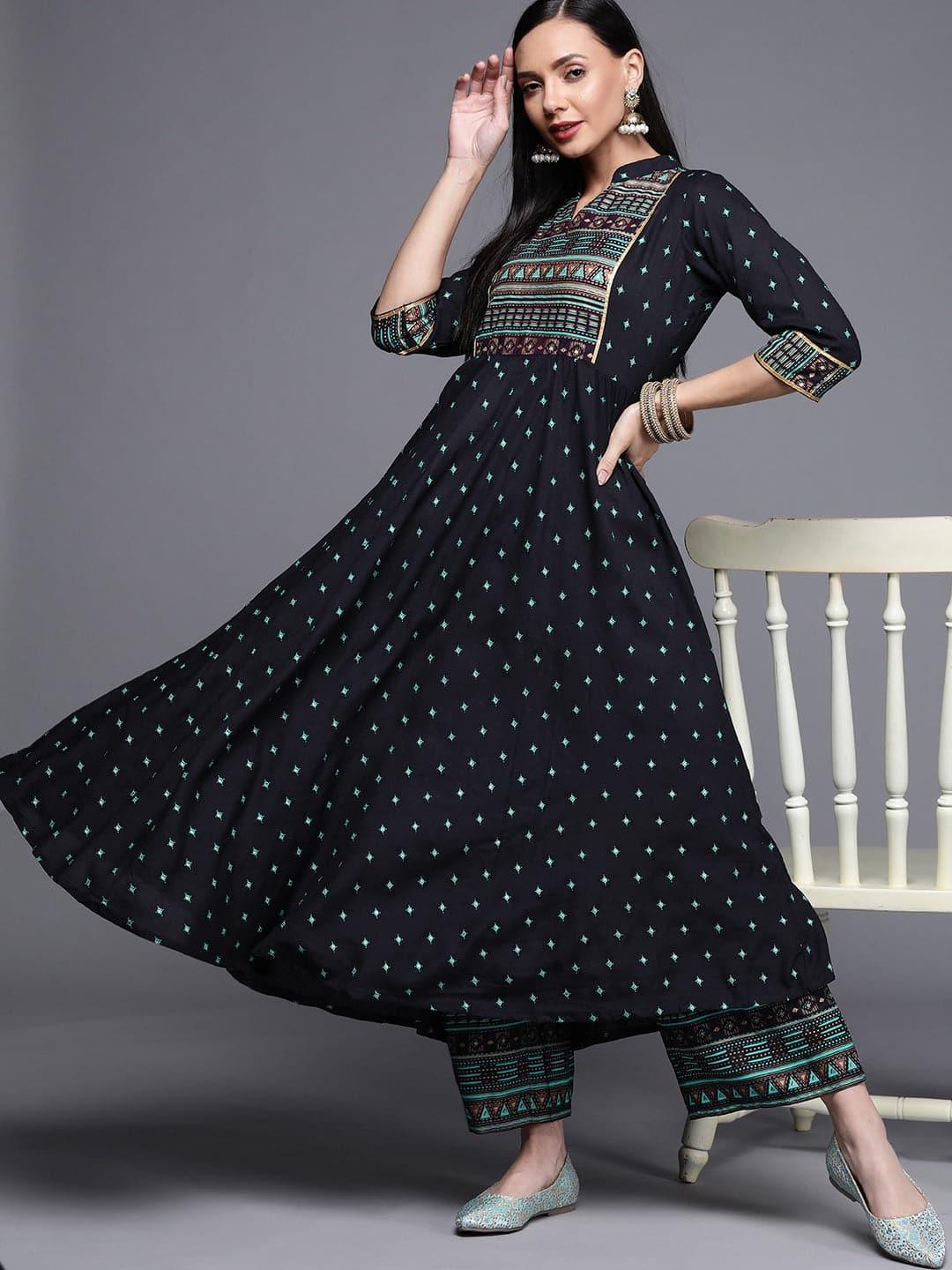 Blue Printed Rayon Kurta - ShopLibas