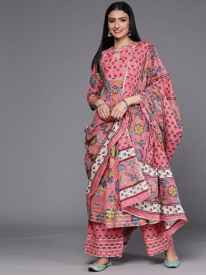 Pink Printed Cotton Suit Set - ShopLibas