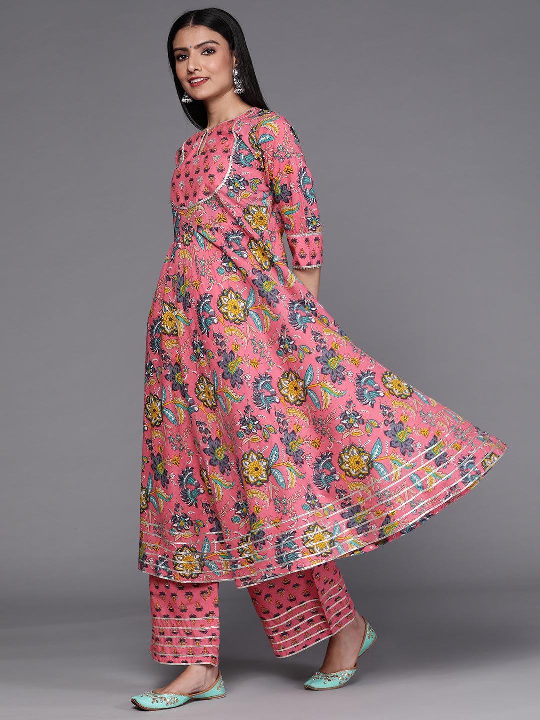 Pink Printed Cotton Suit Set - ShopLibas