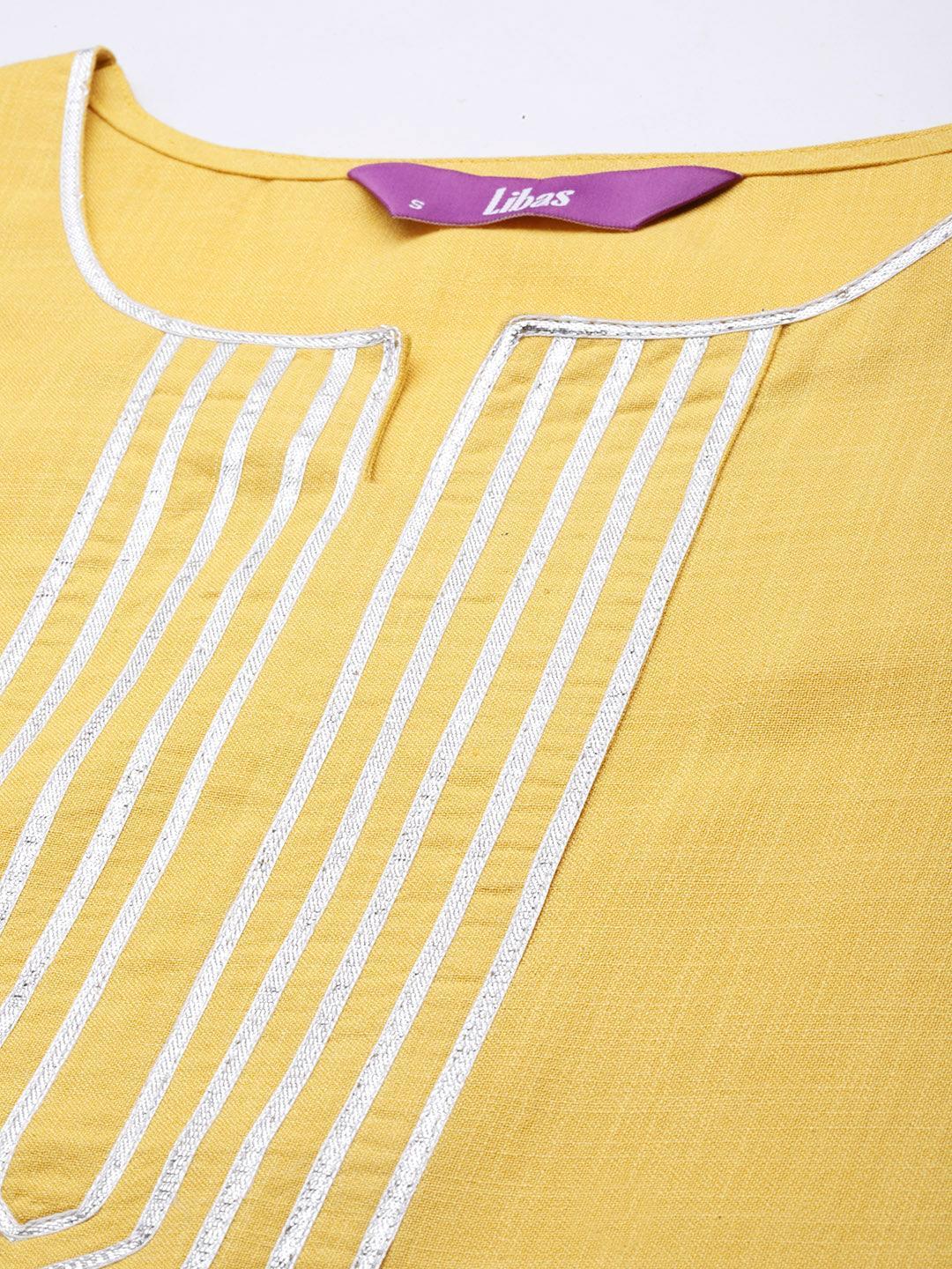 Yellow Solid Cotton Suit Set