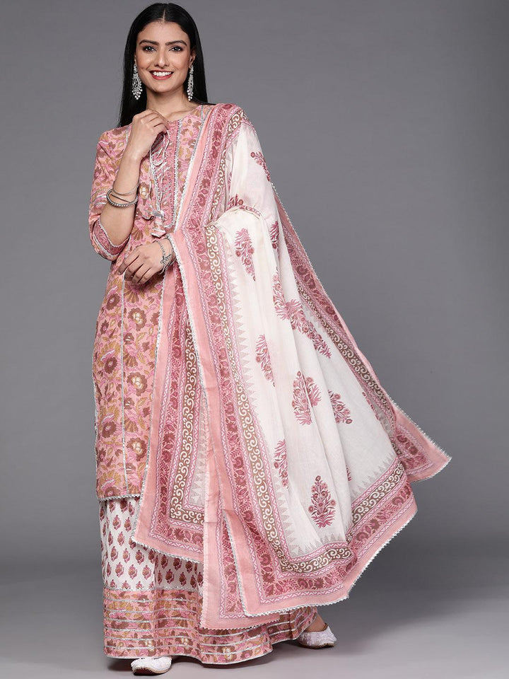 Pink Printed Cotton Suit Set - ShopLibas