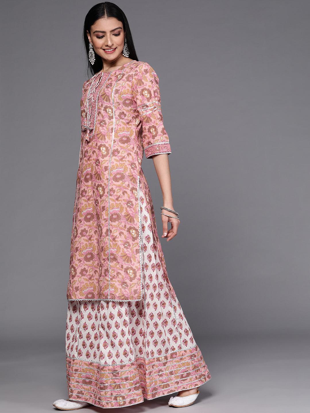 Pink Printed Cotton Suit Set - ShopLibas