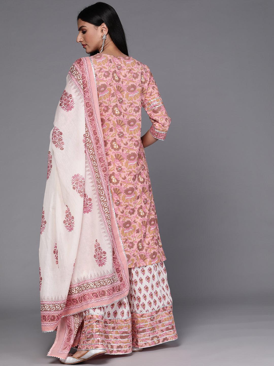 Pink Printed Cotton Suit Set - ShopLibas