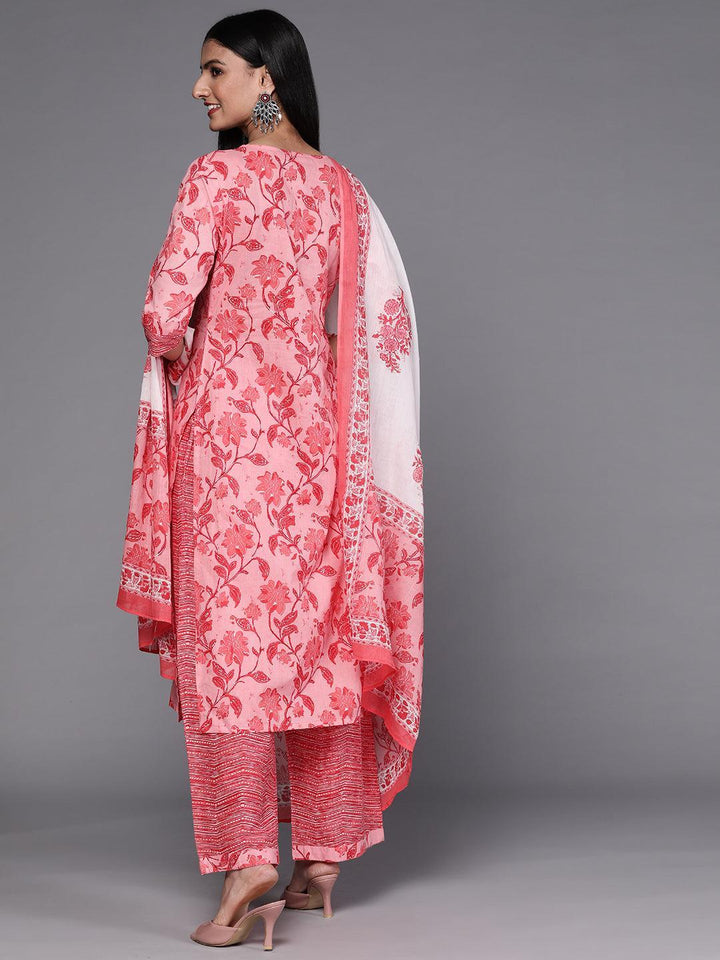 Pink Printed Cotton Suit Set - ShopLibas