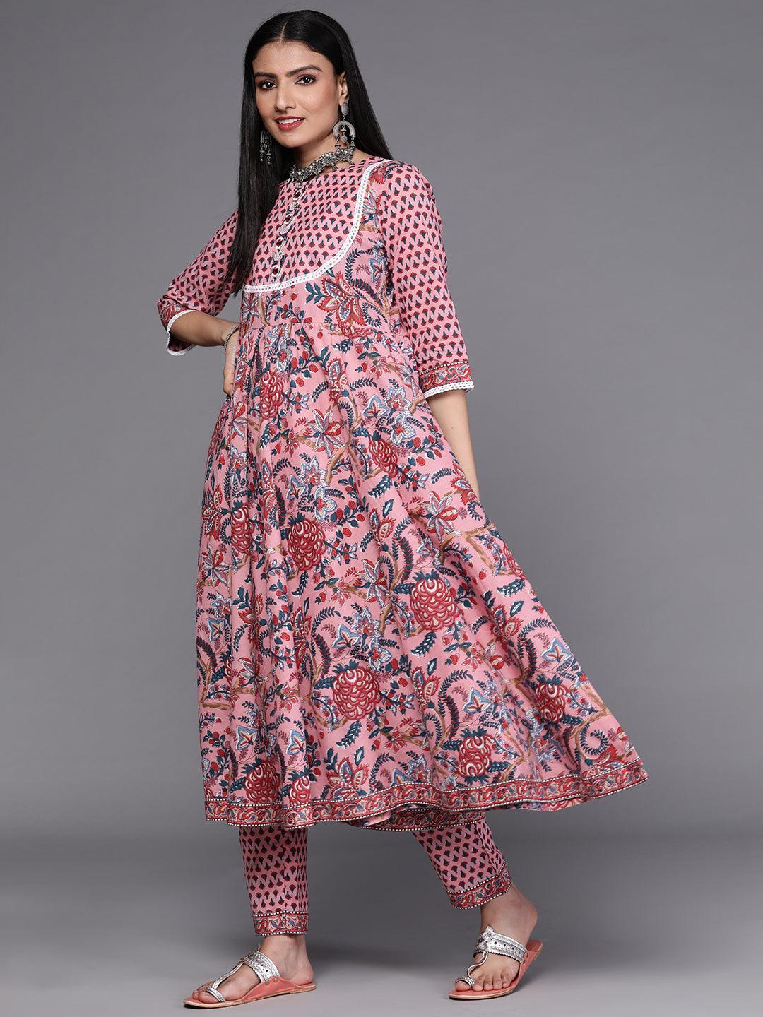 Pink Printed Cotton Suit Set - ShopLibas