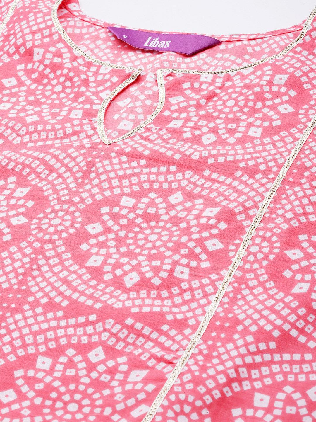 Pink Printed Cotton Suit Set