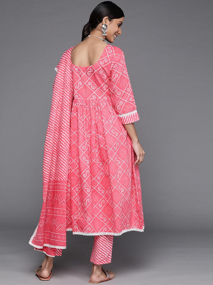 Pink Printed Cotton Suit Set - ShopLibas