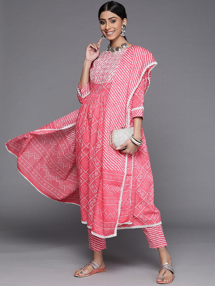 Pink Printed Cotton Suit Set - ShopLibas